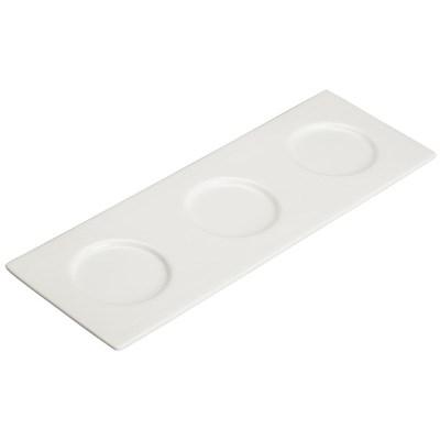 Winco WDP021-109 Mescalore 13-3/4" L X 5" W Porcelain Trio Tray, Bright White