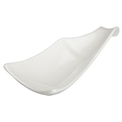Winco WDP021-111 Mescalore Porcelain Long Plate, Bright White, 5-1/2"