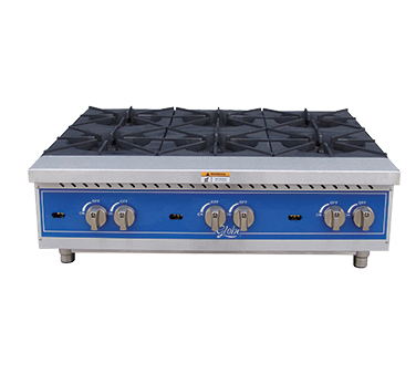 Globe GHP36G Hot Plate, gas, countertop, (6 Burners), 132,000 BTU