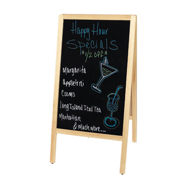 Winco MBAF-1 Sidewalk Marker Board, dual-sided, 20-3/8"W x 2"D x 39"H, 1-1/4"W, natural finish