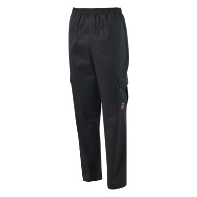 Winco UNF-11KM Cargo Chef Pants, Straight Leg, with Elastic Waistband, Medium