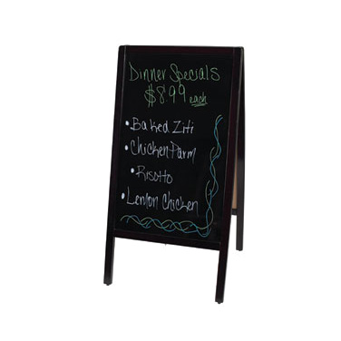 Winco MBAF-3 Sidewalk Marker Board, 20-3/8"W x 2"D x 39"H, 1-1/3" mahogany finish